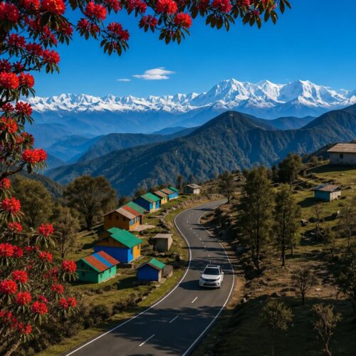 Scenic view of Himalayan peaks during Chopta Tungnath Chandrashila trek